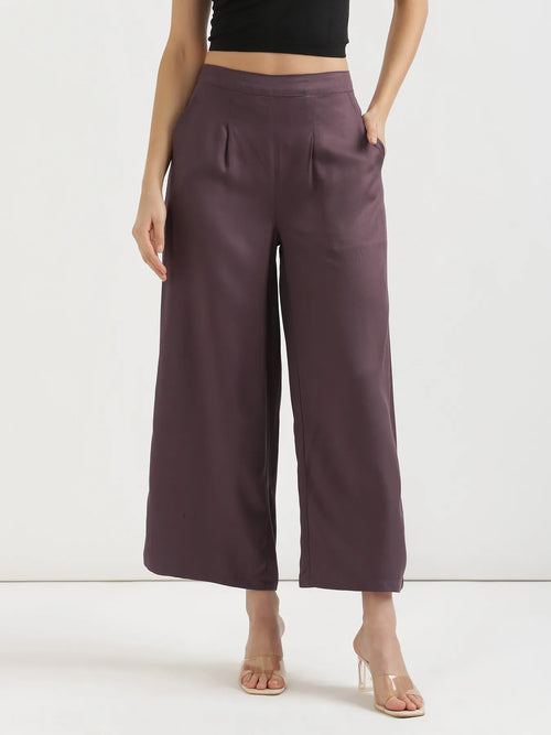 Women Brinjal Viscose Palazzo Pant