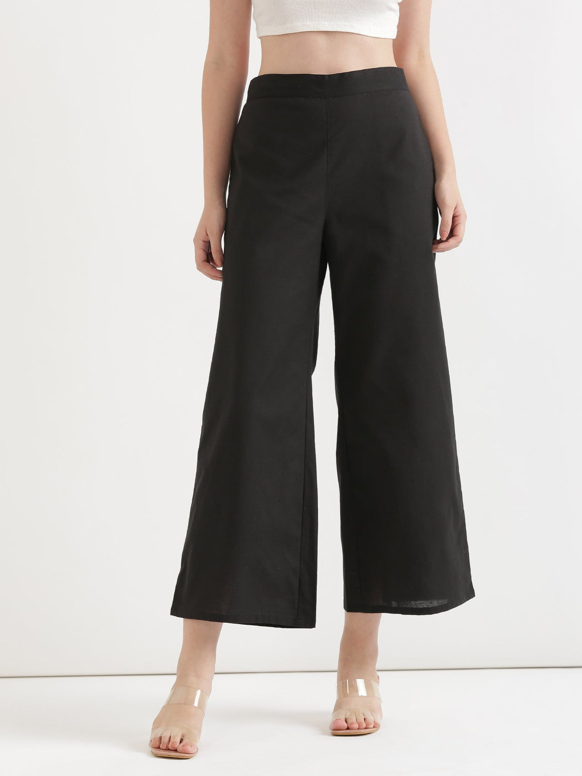 Pick Any 3 Women Airy Linen Wide Leg Pant - Black
