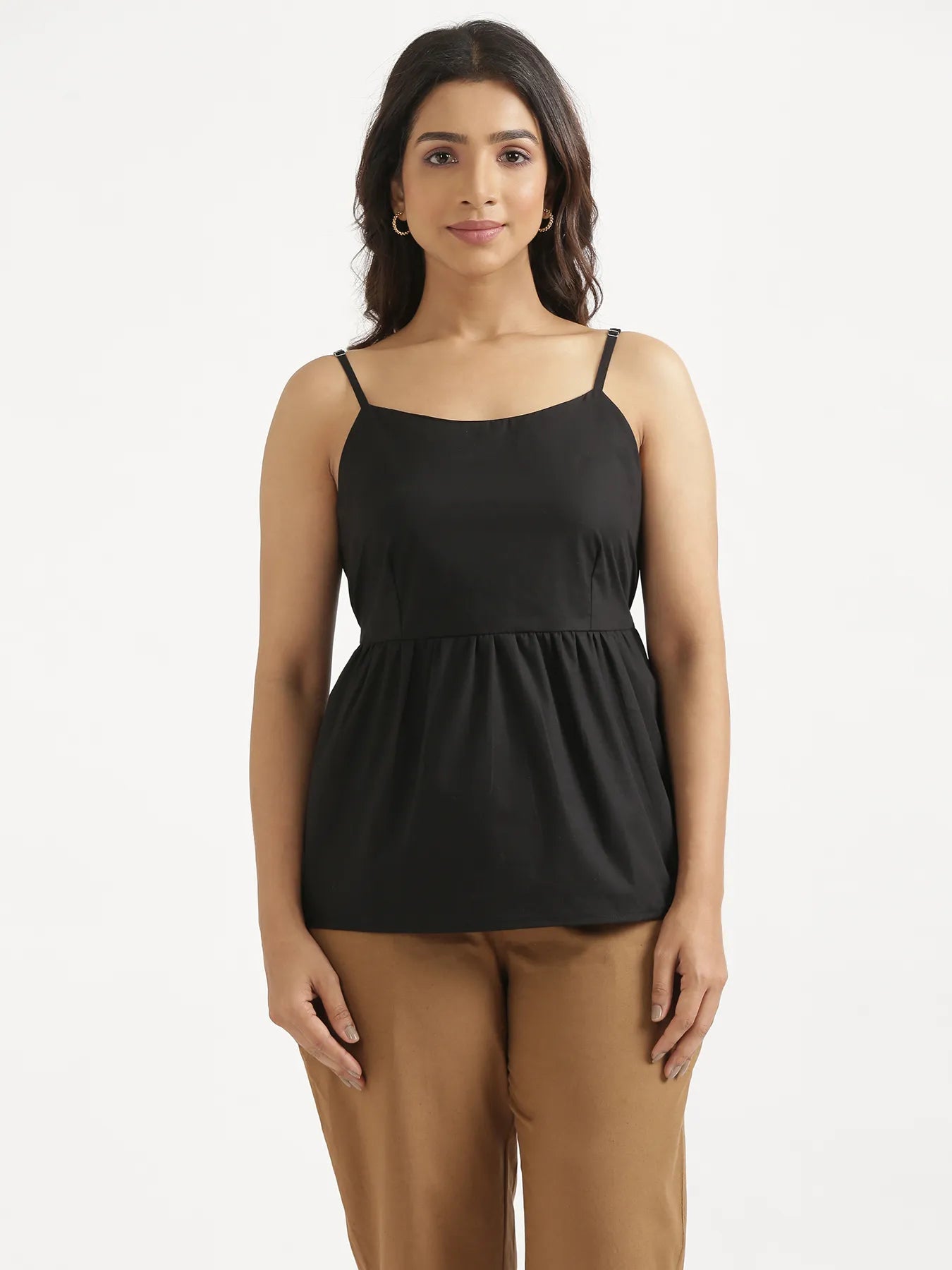 Women Black Better Cotton Peplum Top