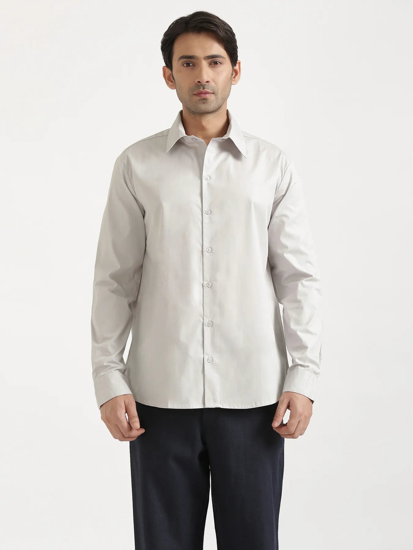 Men Light Grey Better Cotton Full Sleeve Shirt