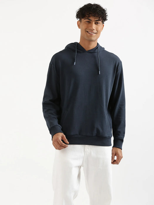 Unisex Navy Blue Pullover Fleece Hoodie
