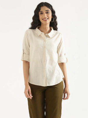 Women Ecru Airy-Linen Shirt
