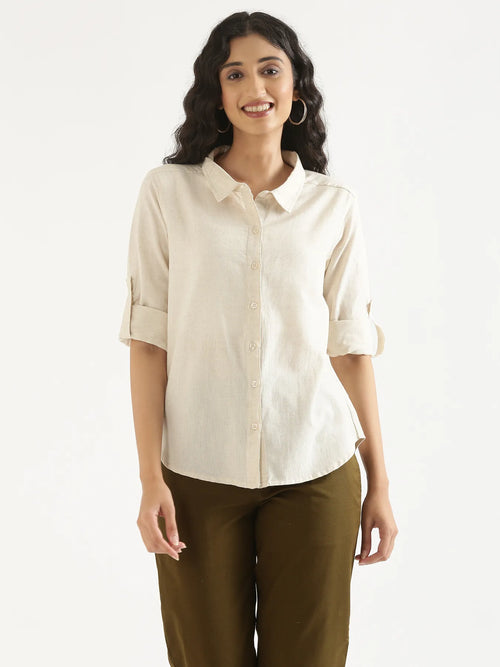 Women Ecru Airy-Linen Shirt
