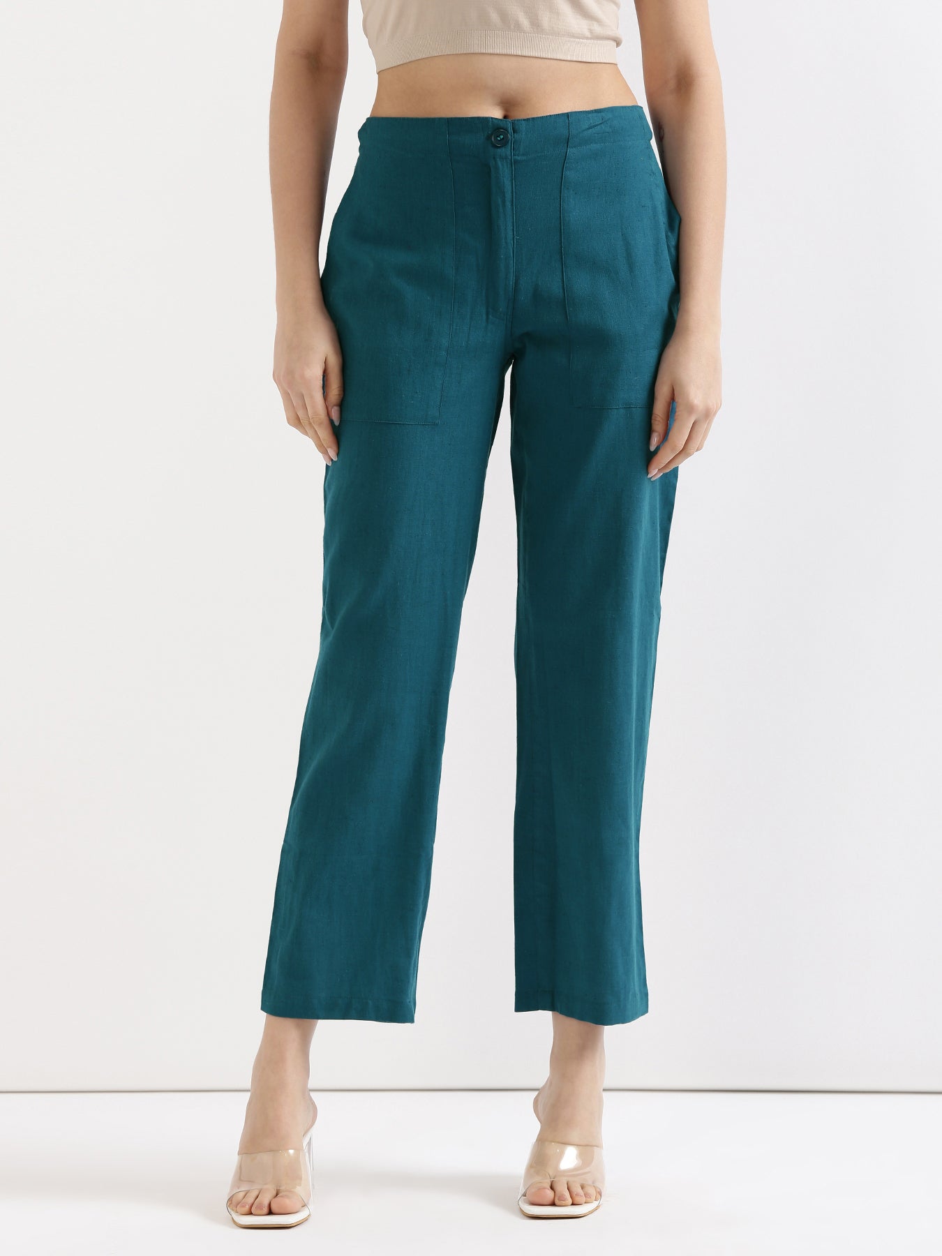Turquoise Airy Linen Pants