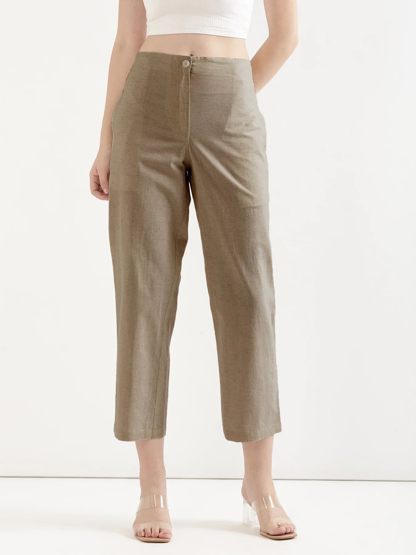 Pick Any 3 Women Airy Linen Straight Pants - Khakhi