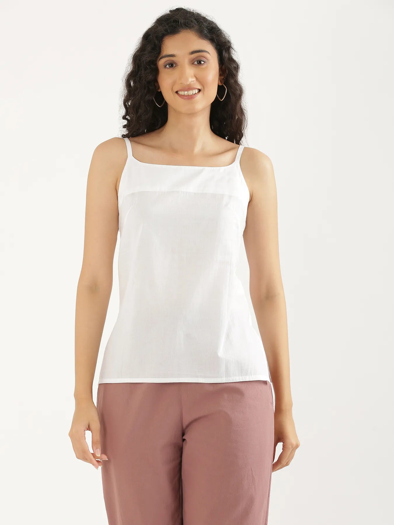 Women White Cotton Camisole Top