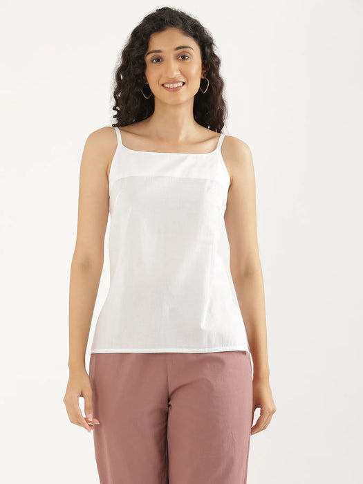 Women White Cotton Camisole Top