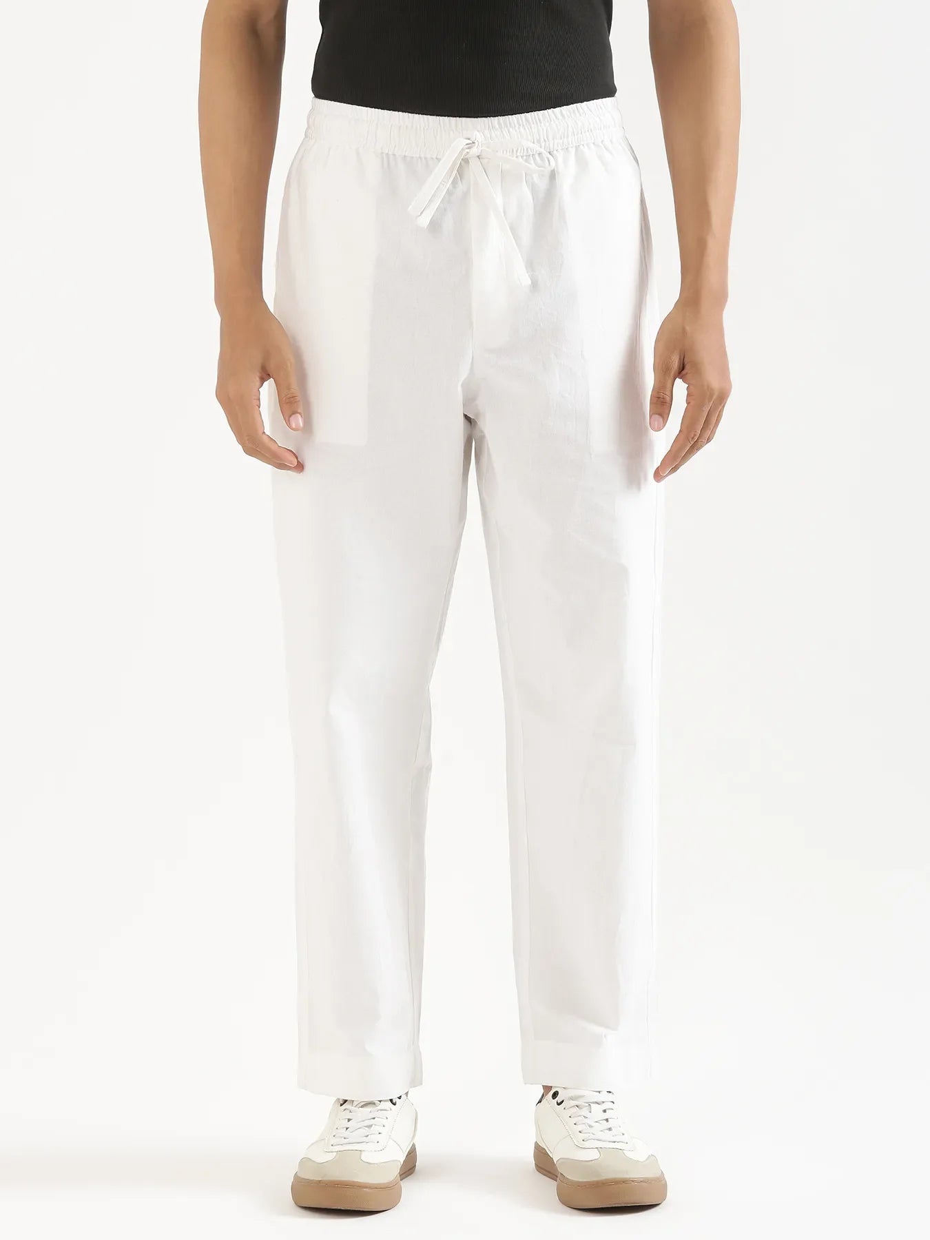 Men Mauve Pink Better Cotton Short Sleeve Shirt & White Cotton Pant