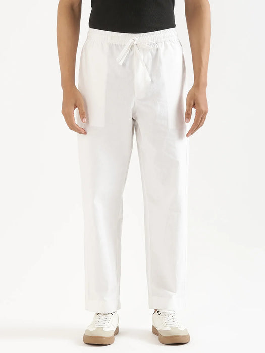 Men Mauve Pink Better Cotton Short Sleeve Shirt & White Cotton Pant
