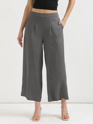 Women Grey Viscose Palazzo Pant