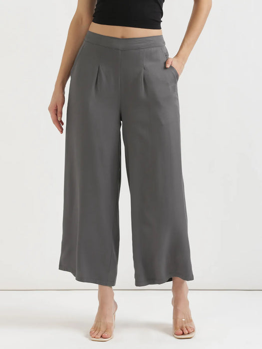 Women Grey Viscose Palazzo Pant