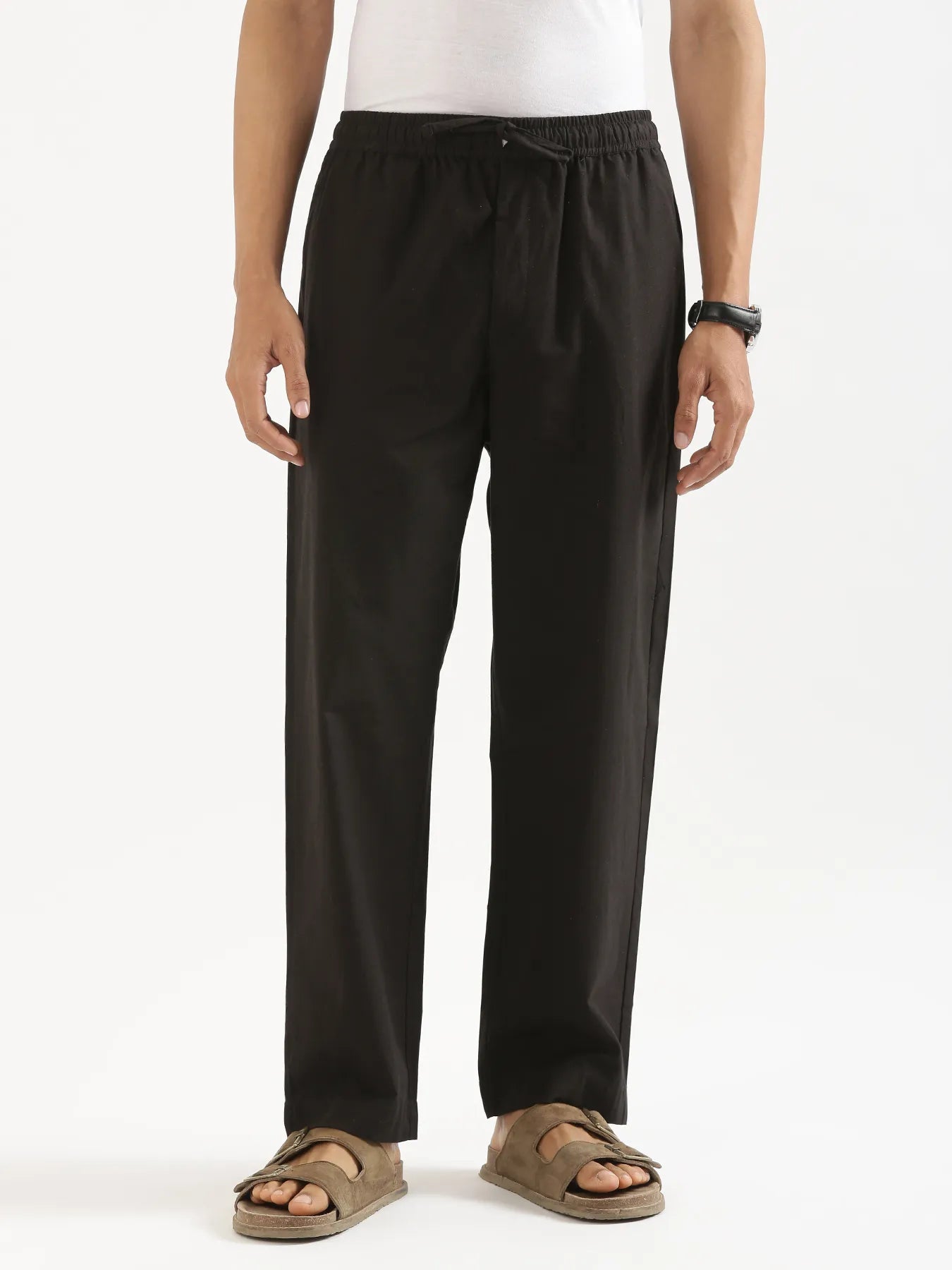Men Black Cotton Pant