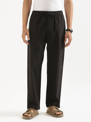 Men Black Cotton Pant