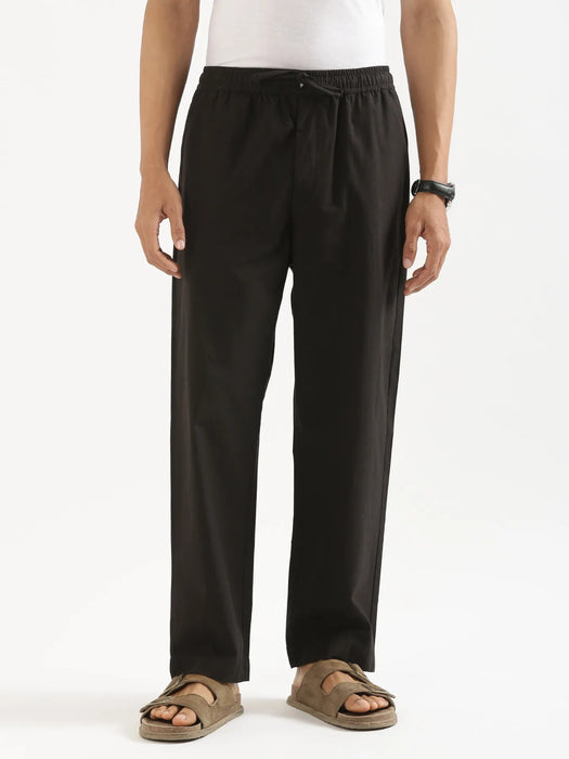 Men Black Cotton Pant