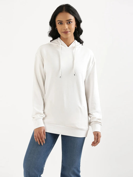 Unisex White Pullover Fleece Hoodie