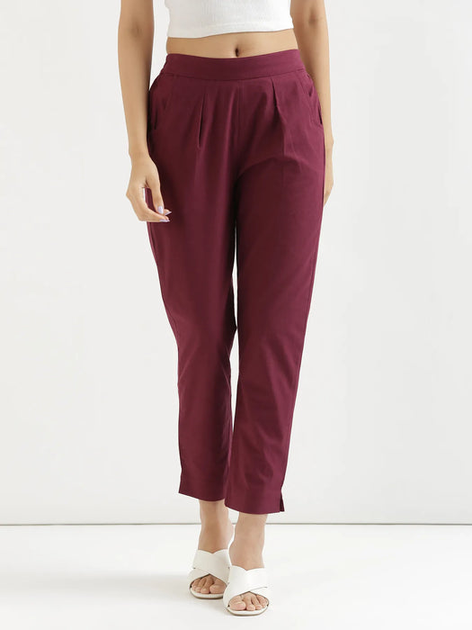 Pick Any 3 Women Cotton Pant - Wine