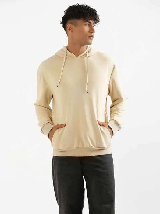 Unisex Beige Pullover Fleece Hoodie