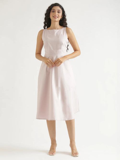 Women Mauve Pink Better Cotton Flared Dress