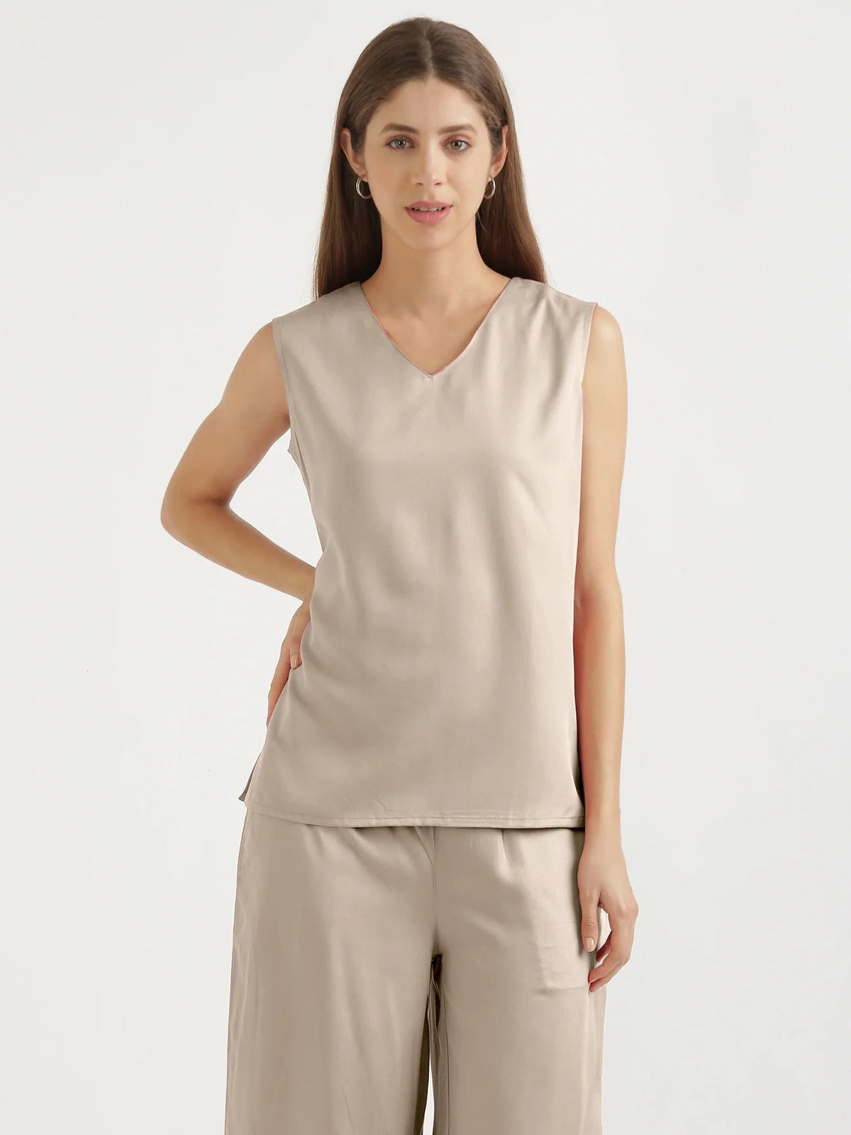 Pick Any 5 Women V-Neck Sleeveless Top - Taupe