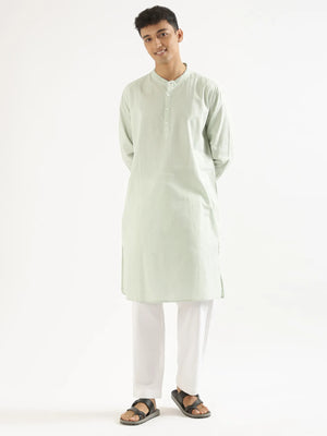 Men Mint Green Airy Linen Long Kurta