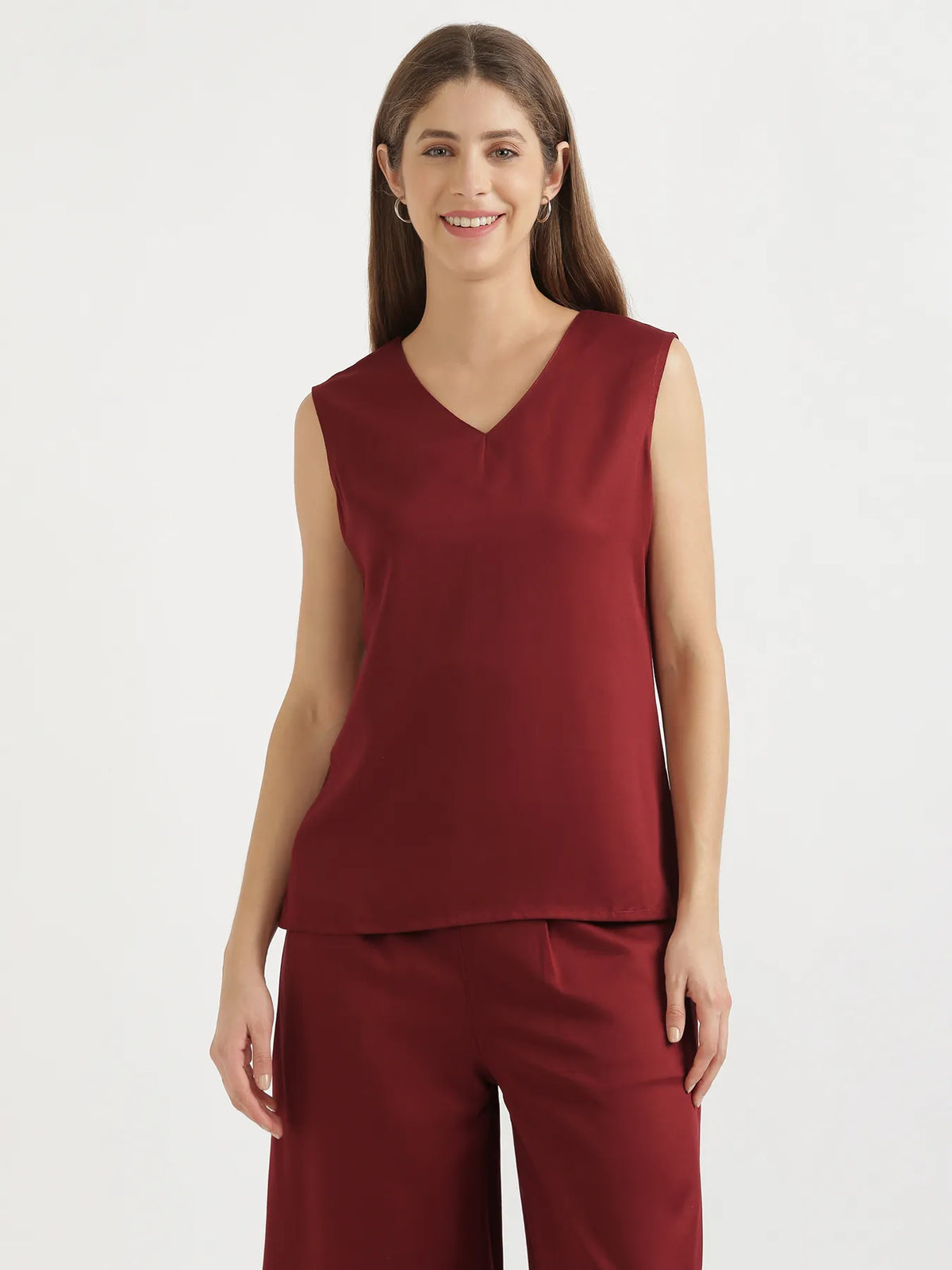Pick Any 5 Women V-Neck Sleeveless Top - Maroon