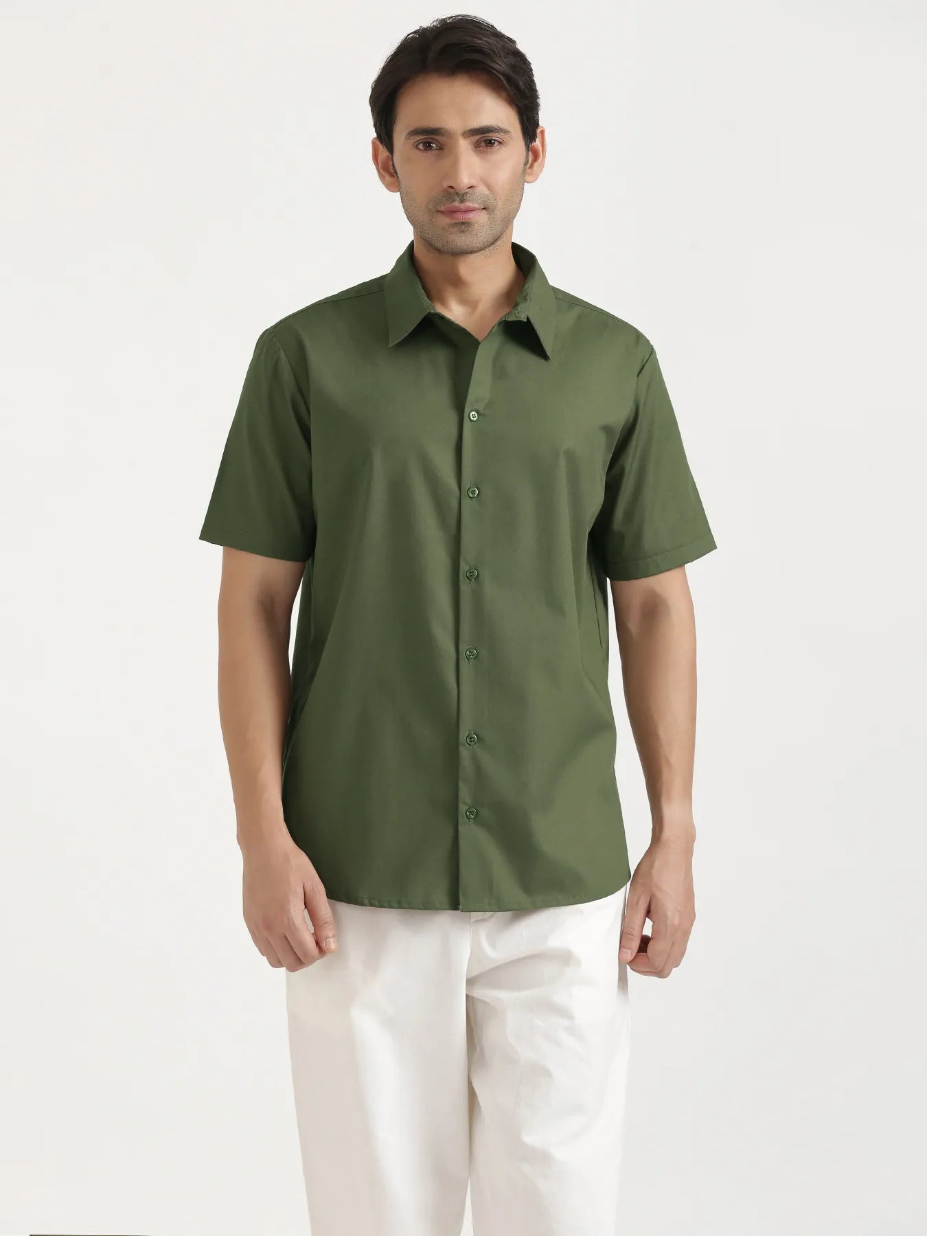 Men Forest Green Better Cotton Short Sleeve Shirt