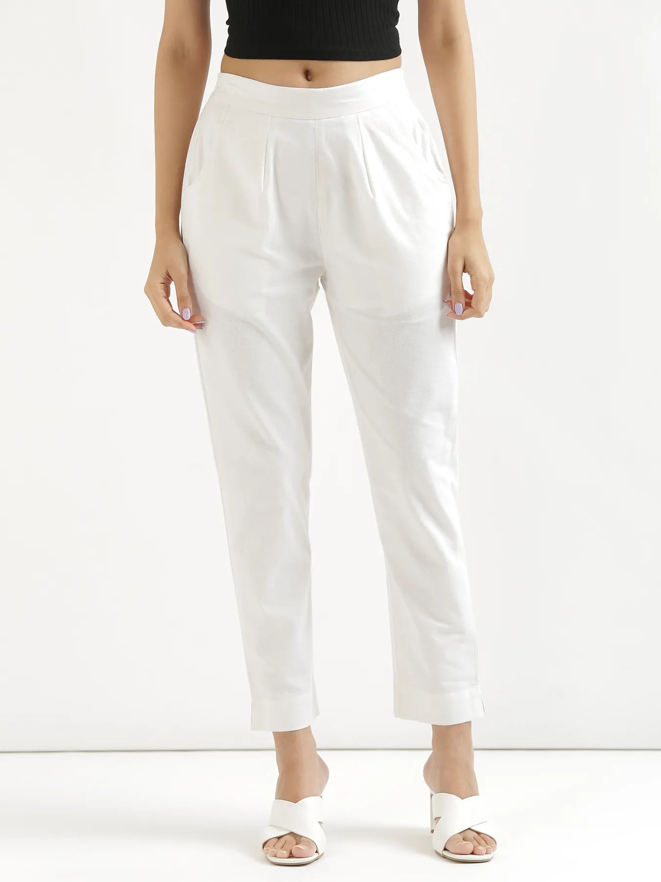 Women White Cotton Pant