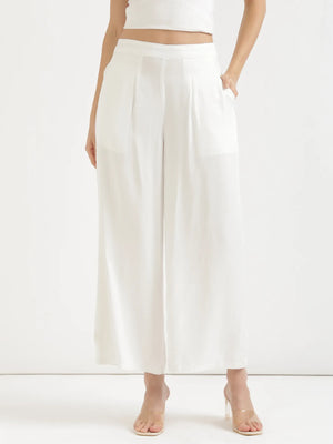 Women White Viscose Palazzo Pant