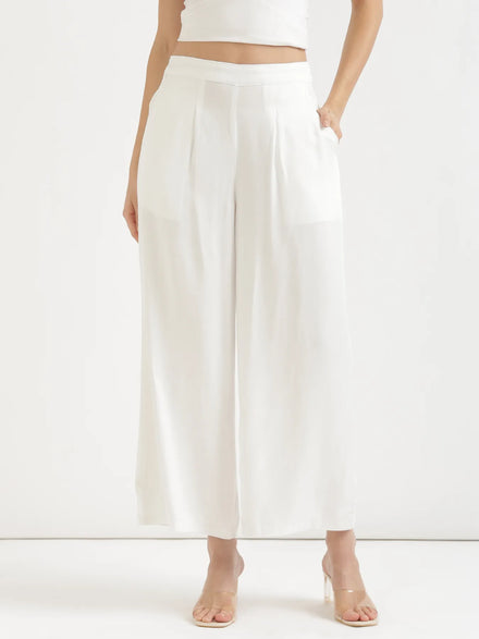 Women White Viscose Palazzo Pant
