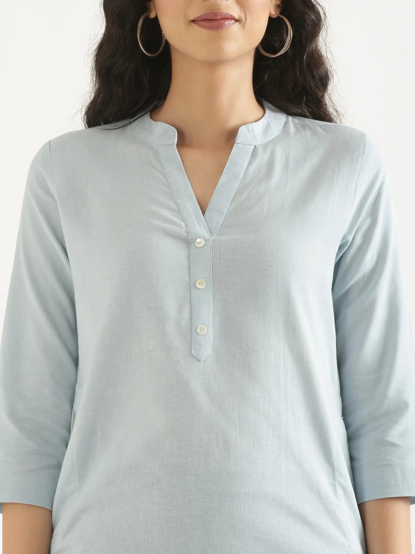 Women Sky Blue Airy Linen Long Kurta