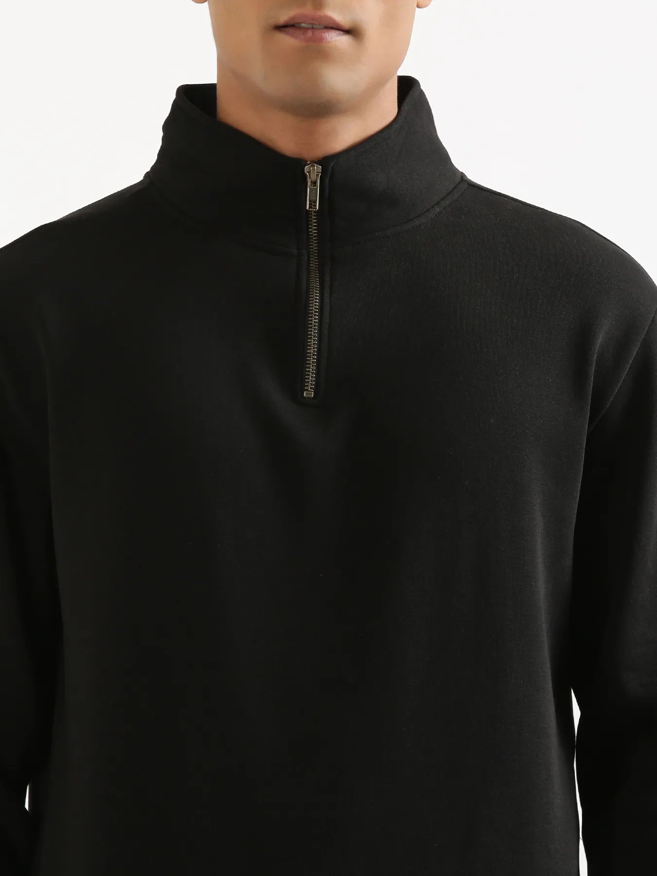 Unisex Black Zip Neck Sweatshirt