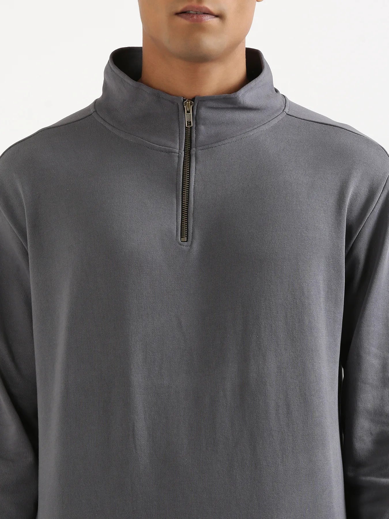 Unisex Grey Zip Neck Sweatshirt