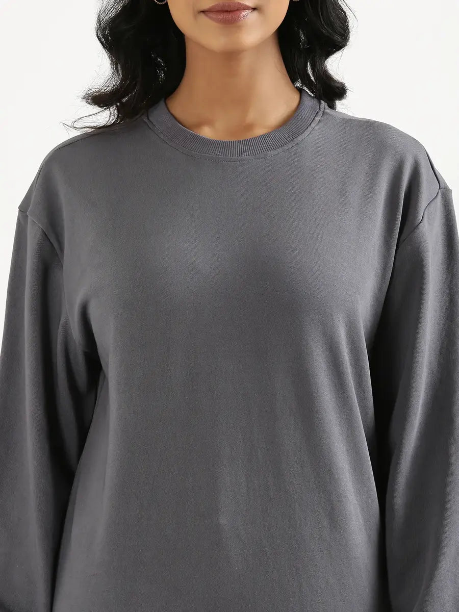 Unisex Grey Round Neck Sweatshirt
