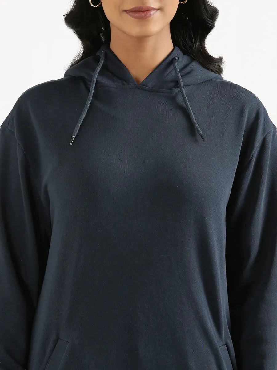 Unisex Navy Blue Pullover Fleece Hoodie