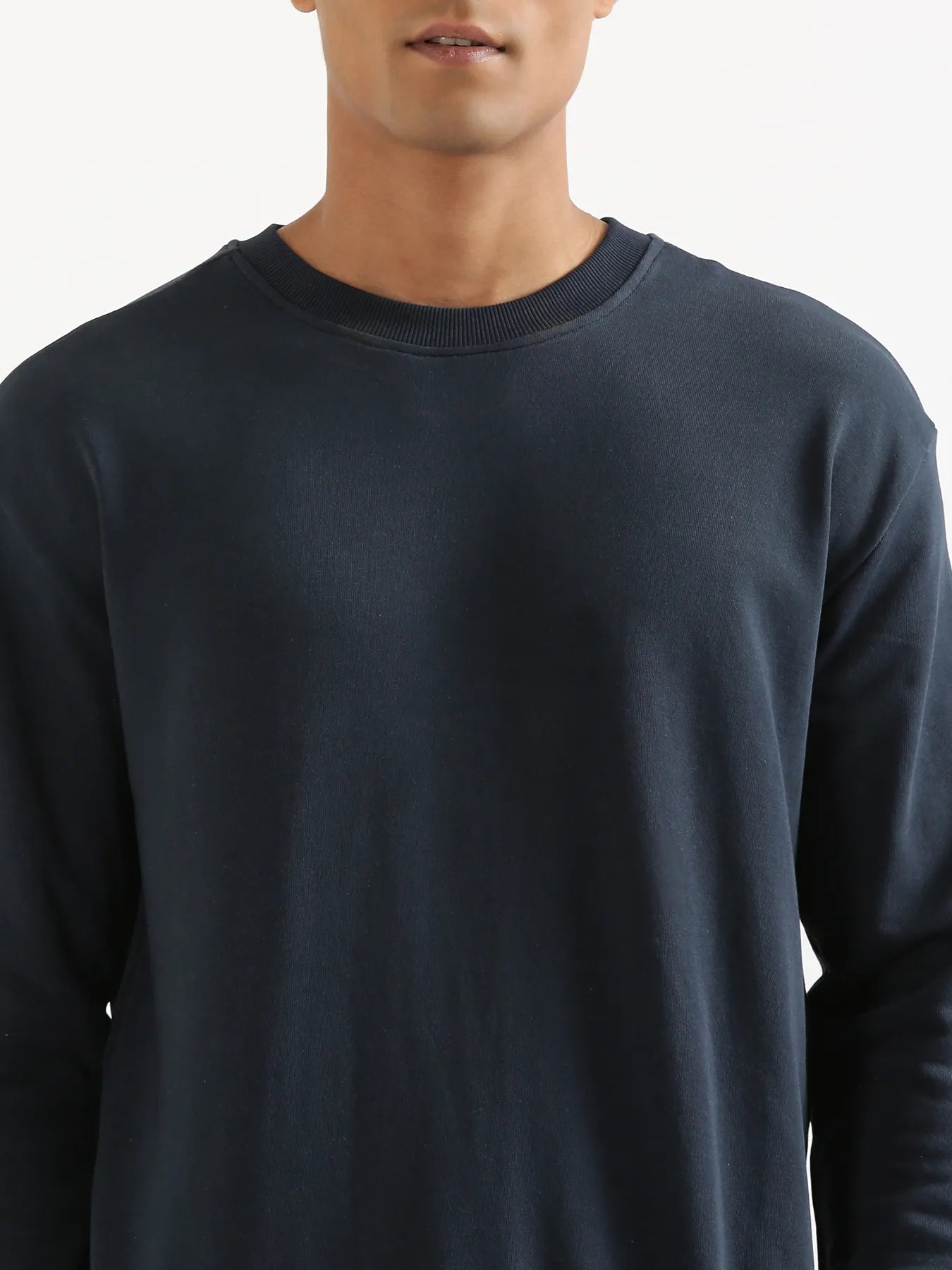 Unisex Navy Blue Round Neck Sweatshirt