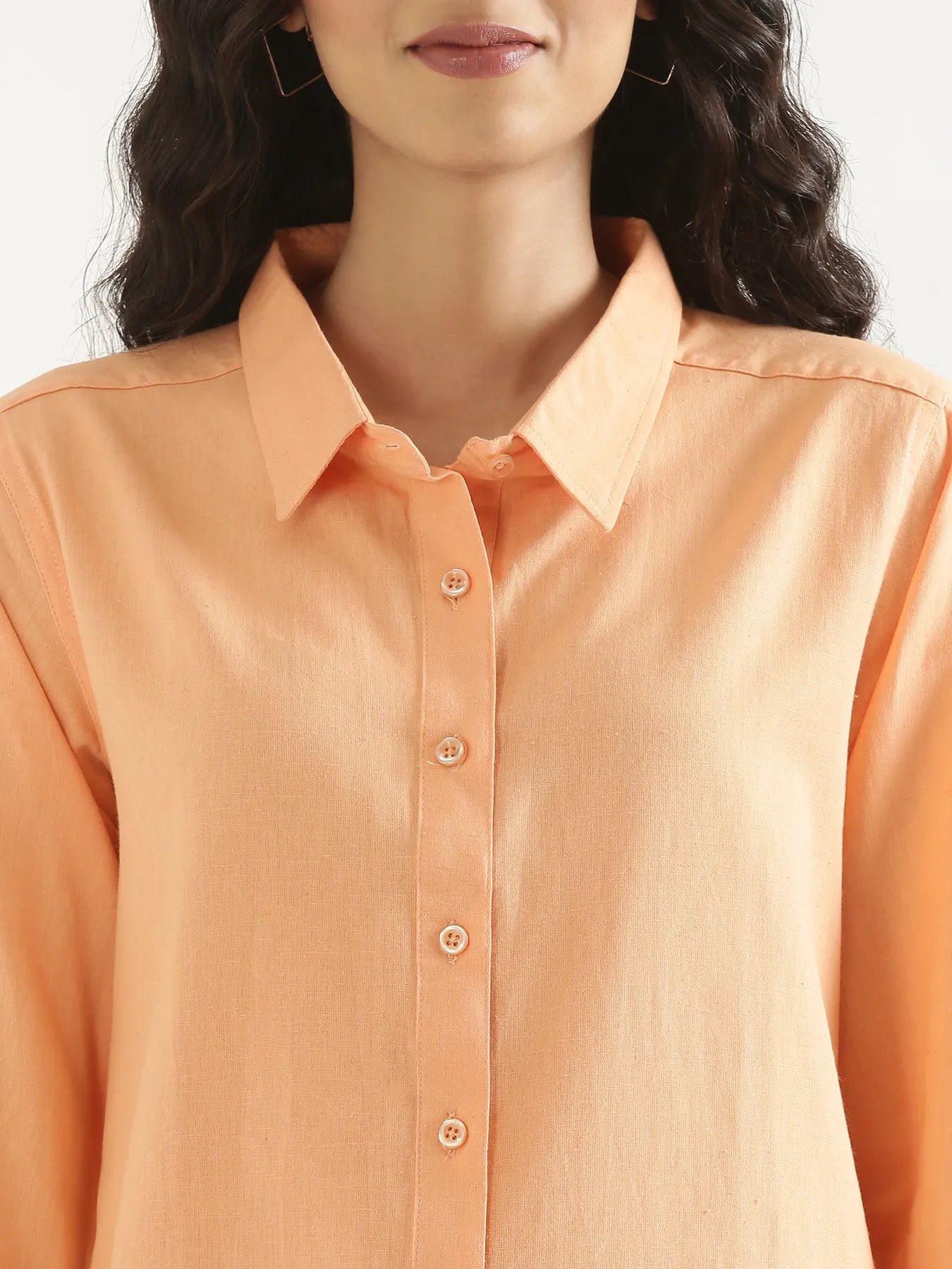 Women Peach Airy-Linen Shirt
