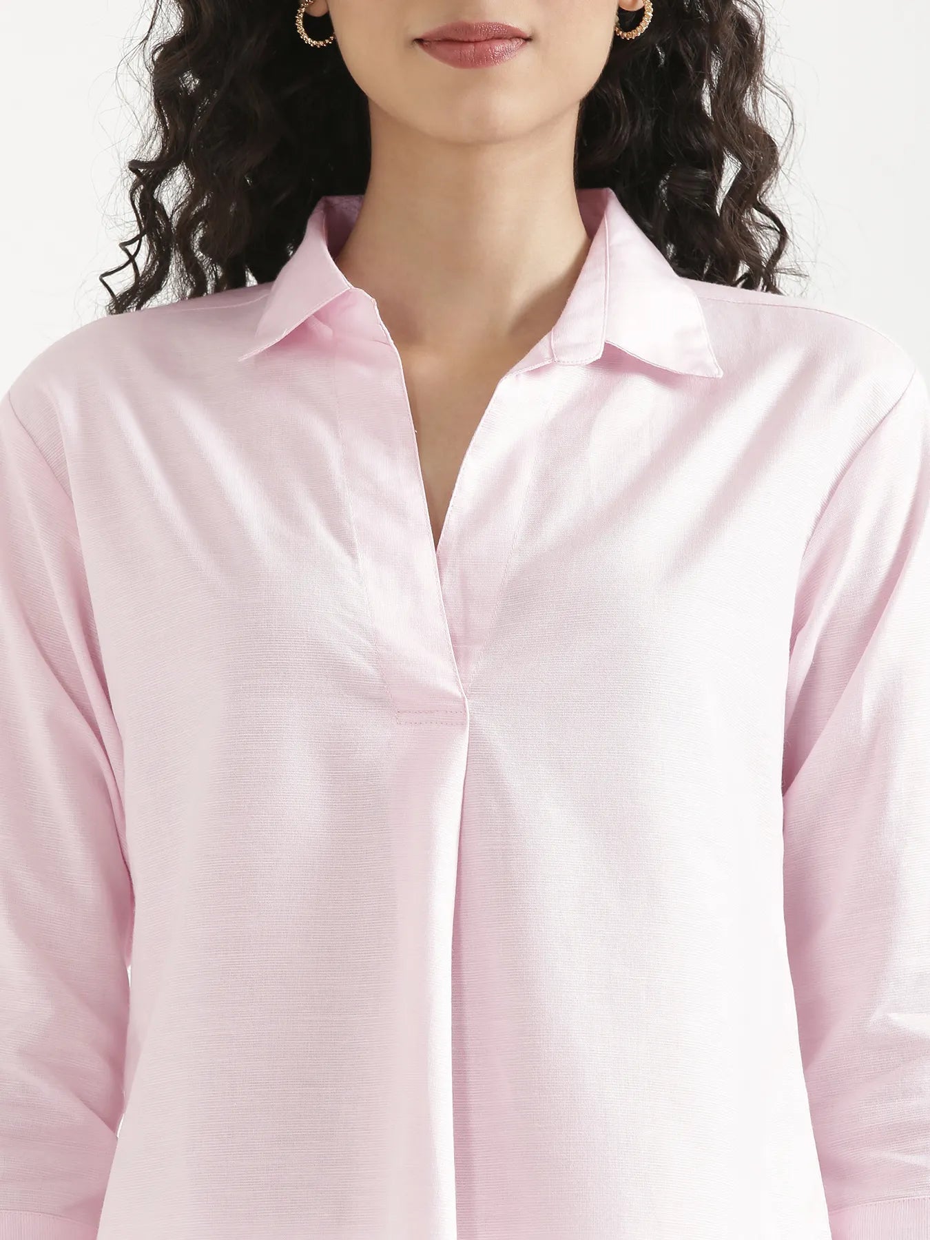 Women Blush Pink Linen Blend Pleated Top & White Airy Linen Wide Leg Pants Pant Set