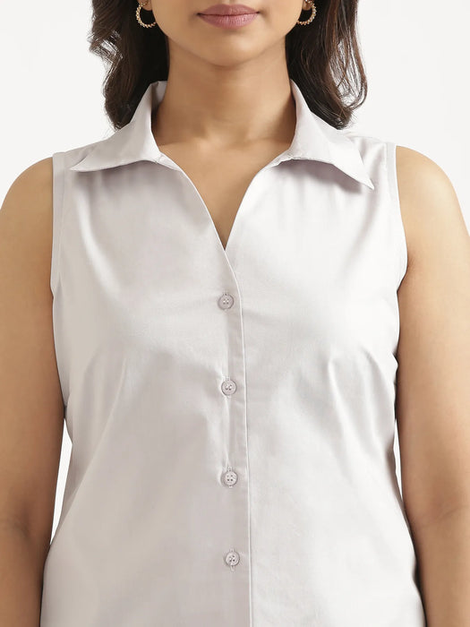 Women Light Grey Better Cotton Sleeveless Shirt