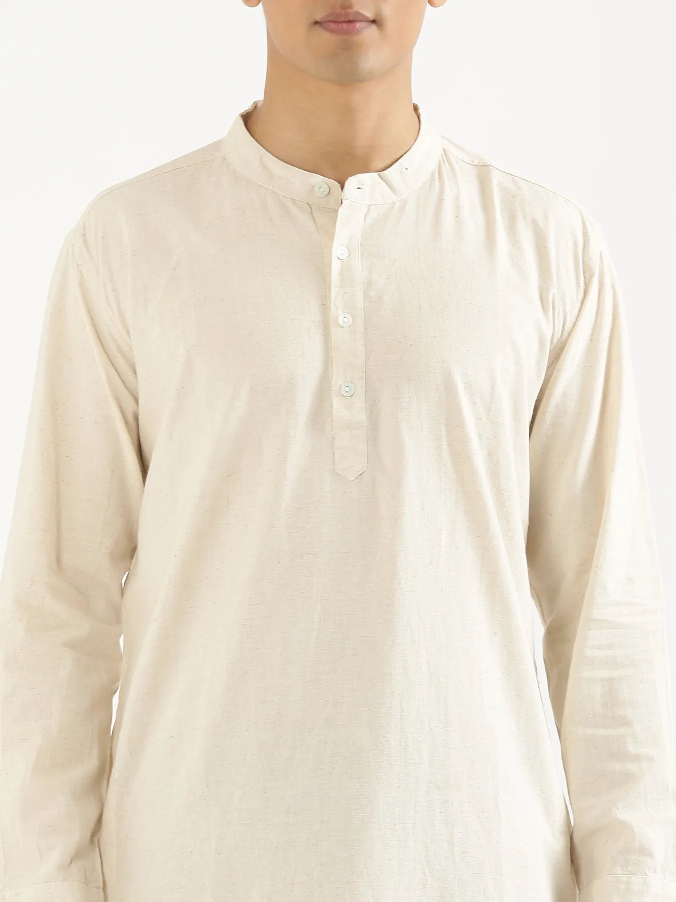 Men Ecru Airy Linen Long Kurta