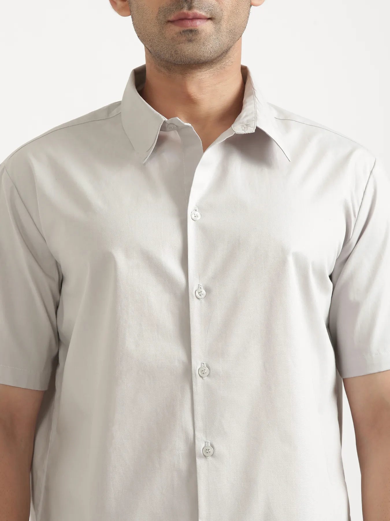 Men Light Grey Better Cotton Short Sleeve Shirt