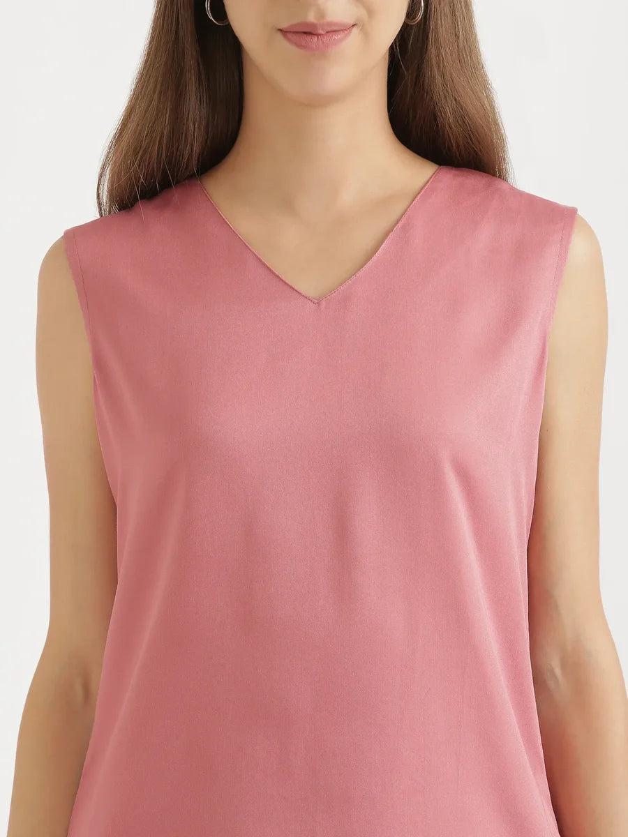 Women Rose V-Neck Sleeveless Top