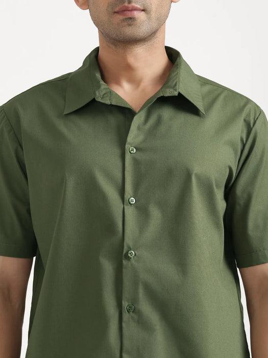 Men Forest Green Better Cotton Short Sleeve Shirt