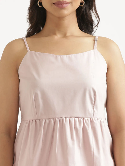 Women Mauve Pink Better Cotton Peplum Top