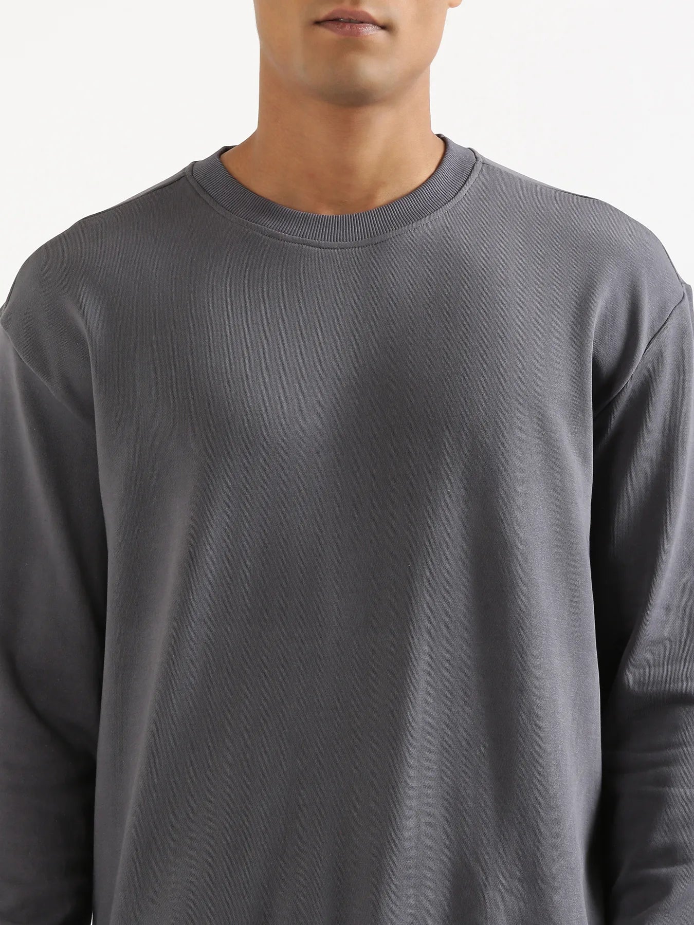 Unisex Grey Round Neck Sweatshirt