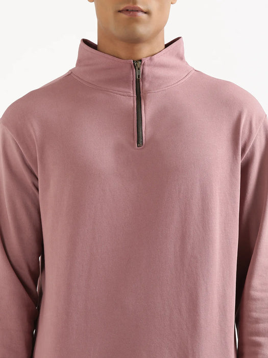 Unisex Rose Taupe Zip Neck Sweatshirt