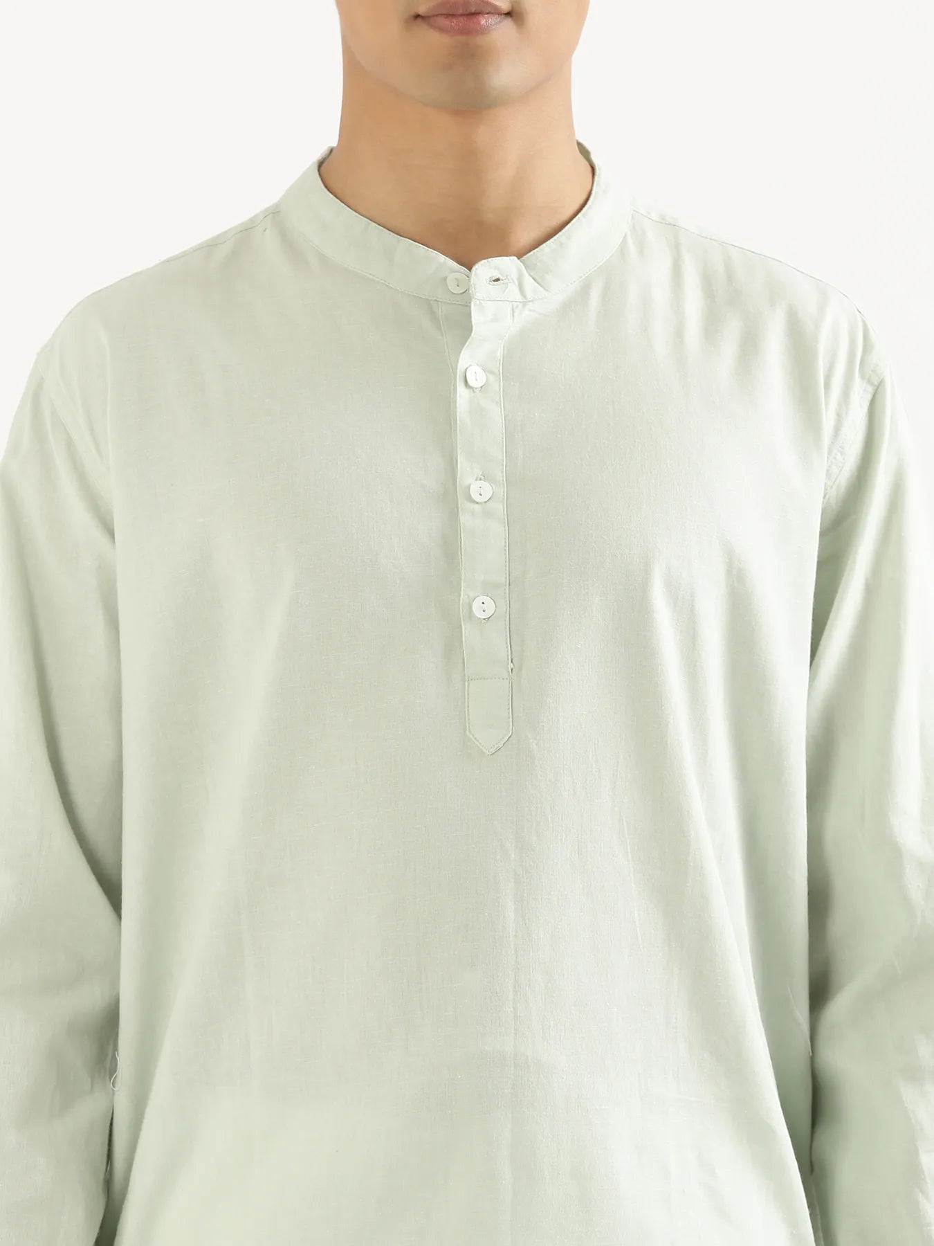 Men Mint Green Airy Linen Long Kurta