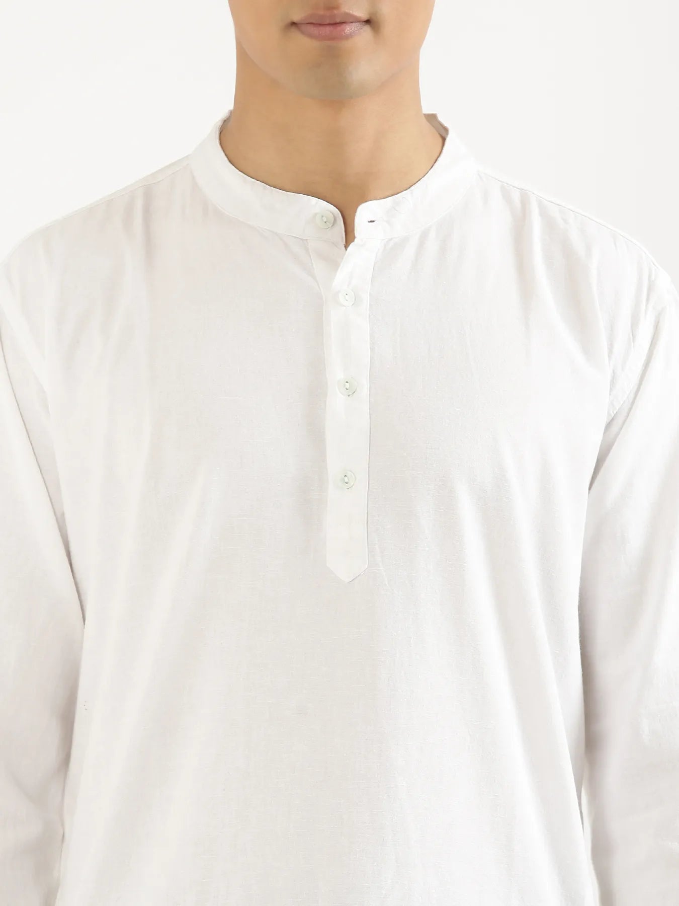Men White Airy Linen Long Kurta