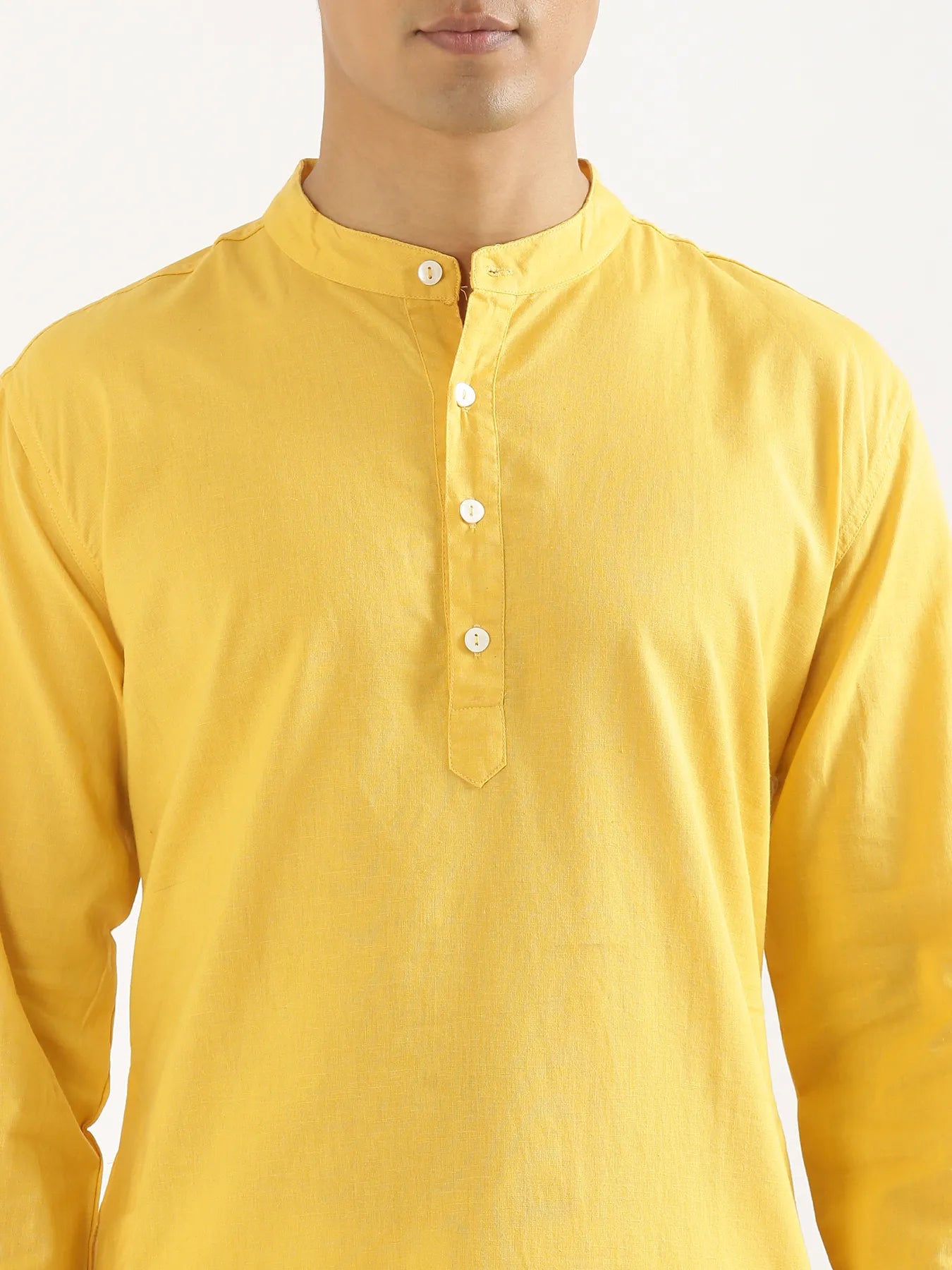 Men Yellow Airy Linen Long Kurta
