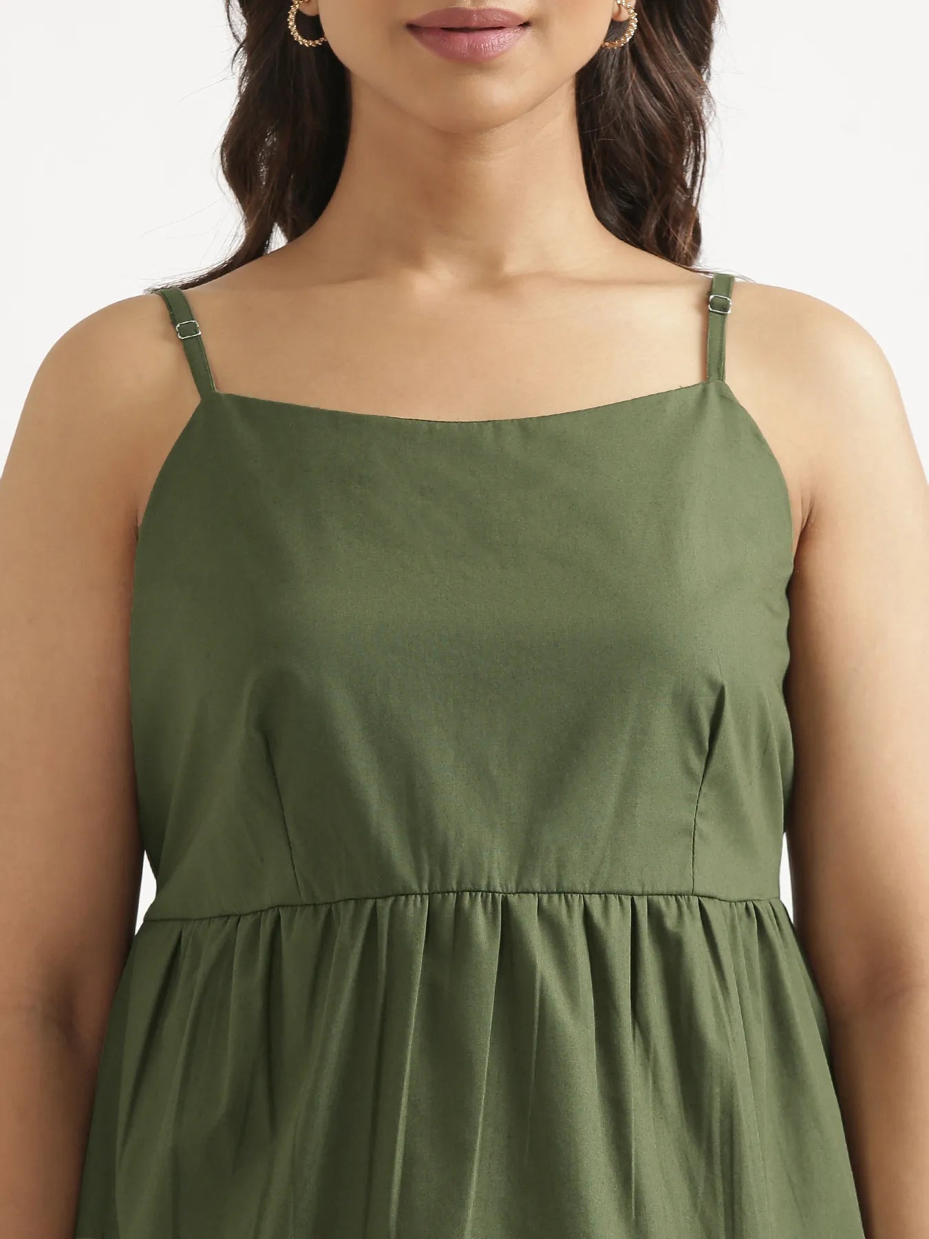 Women Forest Green Better Cotton Peplum Top