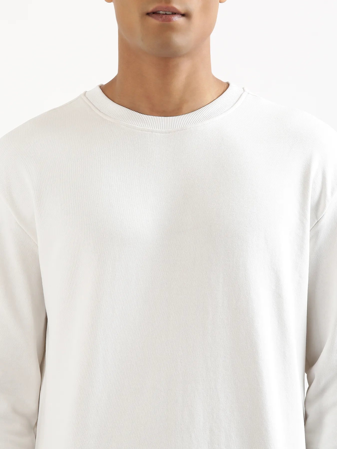 Unisex White Round Neck Sweatshirt